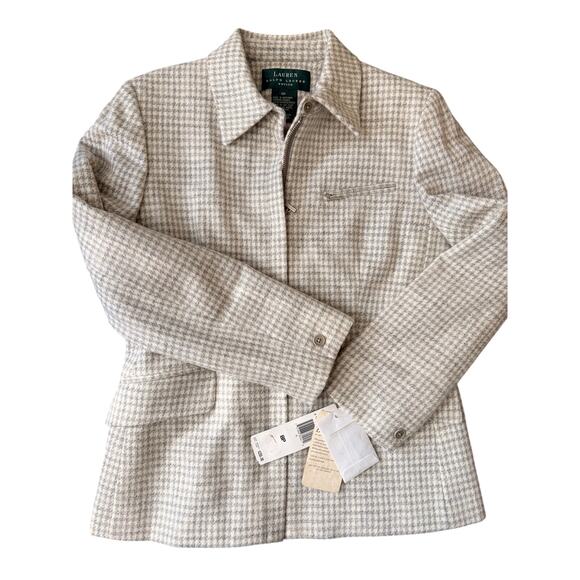Lauren by Ralph Lauren Sweaters - Lauren Ralph Lauren 100% Wool Houndstooth Blazer Jacket 8P NWT Vintage Classic